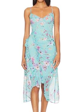 Rays For Days Anthropologie Dress Midi Clementine Sea Floral Blue Occasion Small